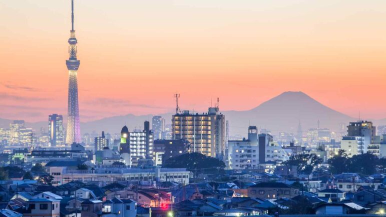 Tokyo skyline at sunset