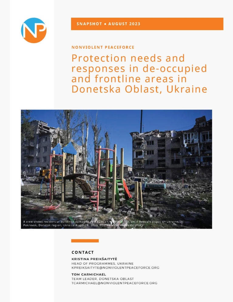 Protection needs and responses in de-occupied and frontline areas in Donetska Oblast, Ukraine