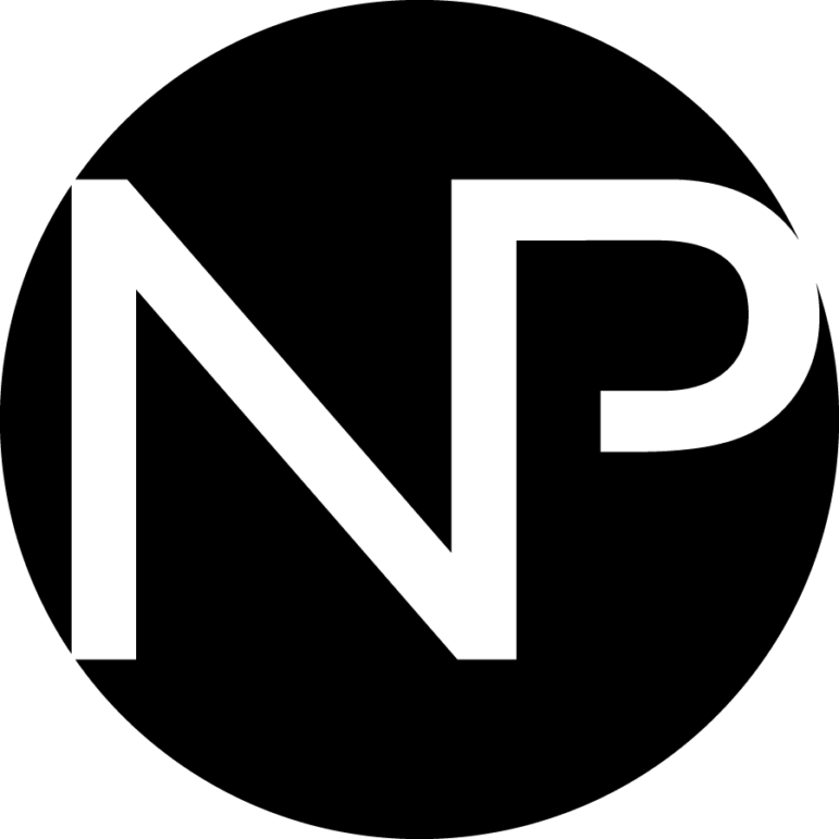 A black circle with the white, capitalized letters N and P overlapping inside it. The N is on the left side and the P is on the right, sharing part of their vertical lines.